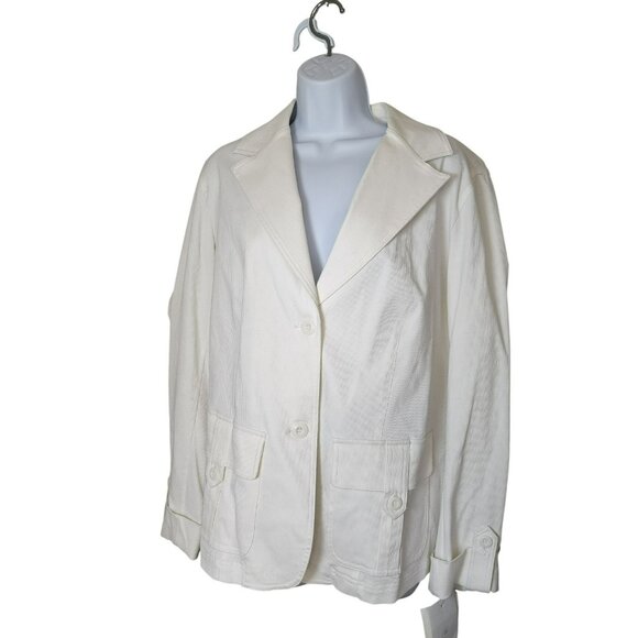 Liz Claiborne Woman 14W Blazer NWT | White Cotton-Stretch | Utility Pockets - Picture 10 of 10